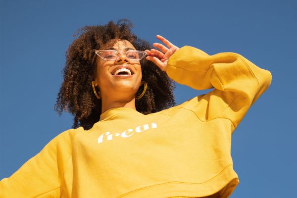 Classic yellow sweatshirt with white writing